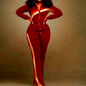 Women's Burgundy Track Jacket and pants